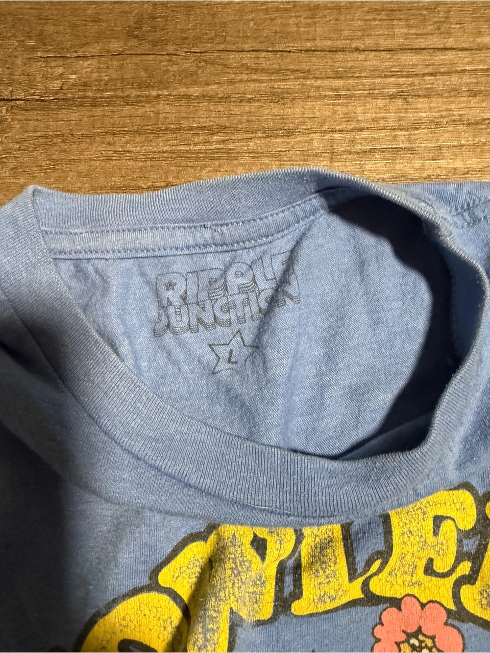 L Schoolhouse Blue Short Sleeve Graphic Tee - Blue/Yellow Print - Picture 3 of 5